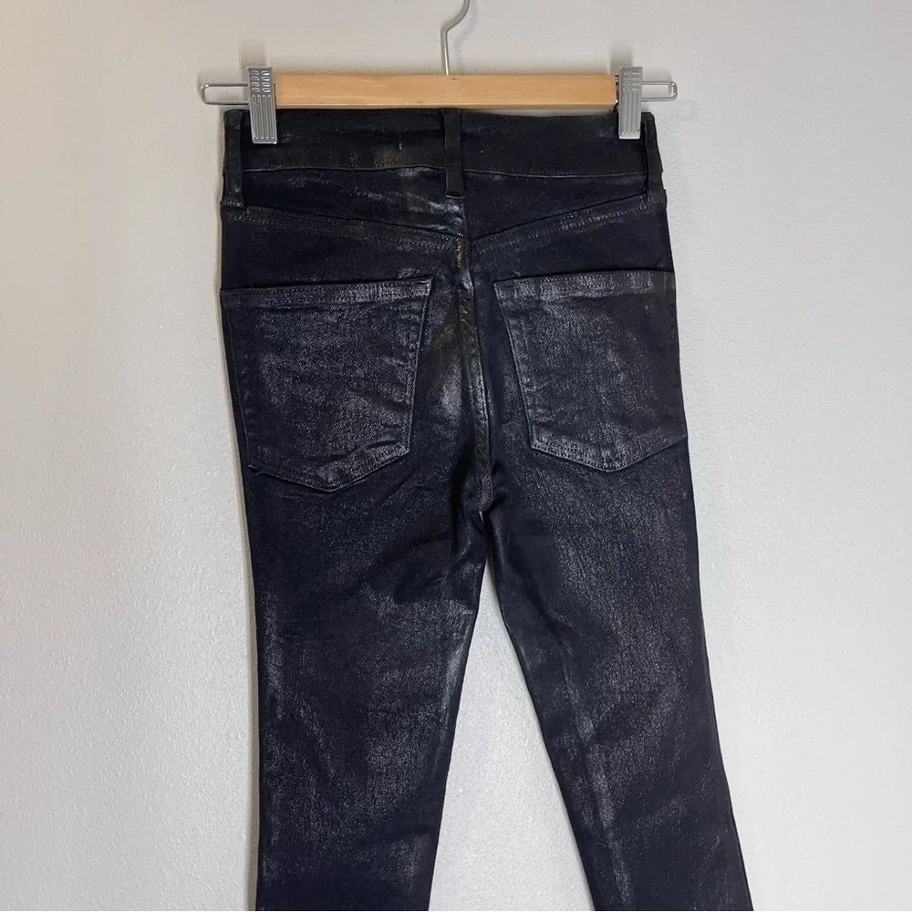 Free People Coated High Waist Jeans Black Raw Frayed Hem Size 24 Women’s NWT